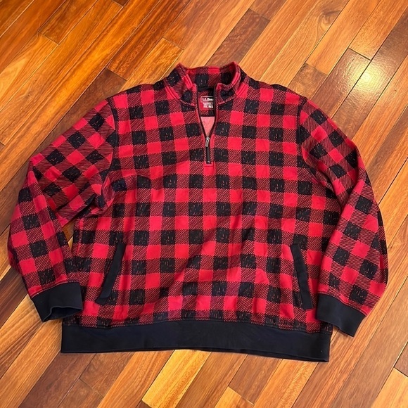 ⭐️ L.L. Bean Athletic Sweats, Quarter-Zip Pullover, Print Size XXL - Picture 2 of 7